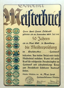 Goldener Meisterbrief Karl-Hans Schlatt